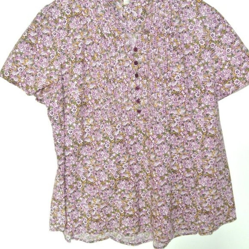 Woman Within Pintucked Half-Button Floral Tunic 18 - Picture 5 of 8